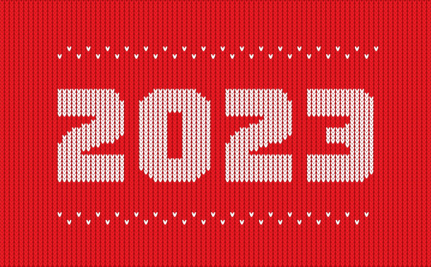 2023. 新年。针织无缝模式。针织圣诞纹理。矢量插图。股票插图图片下载