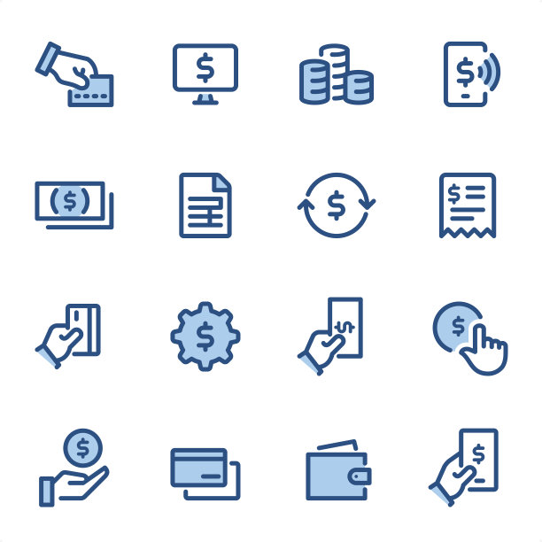 支付-像素完美蓝线图标图片下载