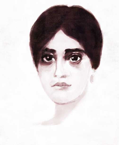 一个有着地中海文化中光滑黑发的女人的风景肖像，仿古风格图片下载