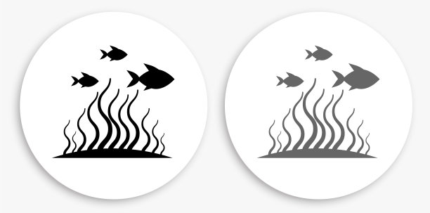 海洋动物黑白圆形图标图片下载