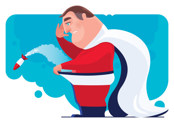 悲伤的中型超级英雄与发射火箭图片下载