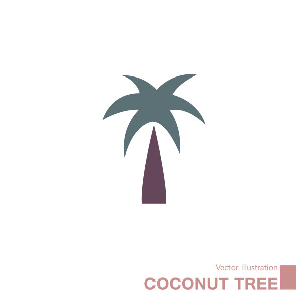 矢量绘制的椰子树。图片下载