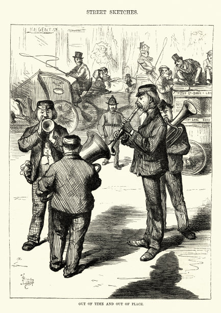 维多利亚时代的伦敦街头音乐家即将因街头表演而被捕图片下载