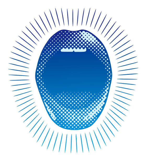 复古风格的嘴与半色调图案阳光光束图片下载