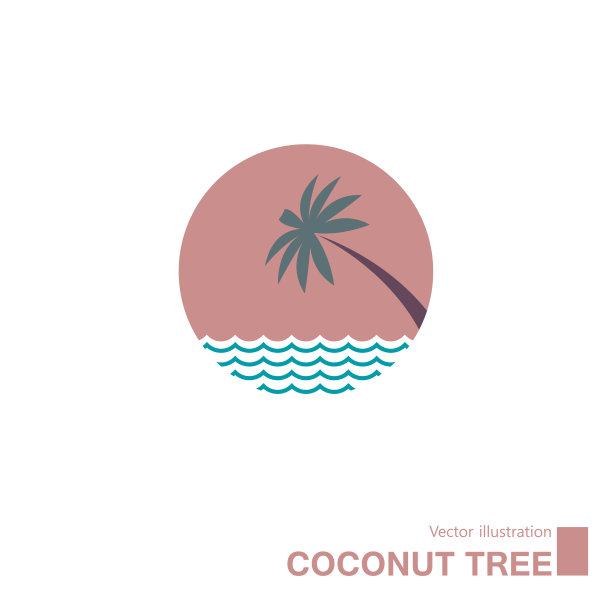 矢量绘制的椰子树。图片下载
