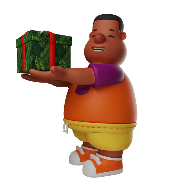 3D大男孩卡通插画送给朋友一份礼物图片下载