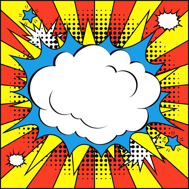 彩色漫画流行艺术空白布局模板在复古设计风格。图片下载