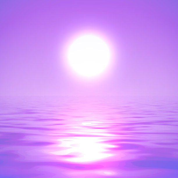 太阳越过水紫色的背景图片下载
