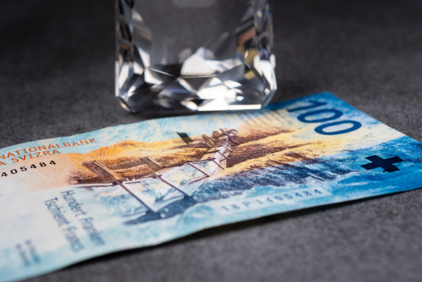 一百瑞士法郎和一颗钻石。图片下载