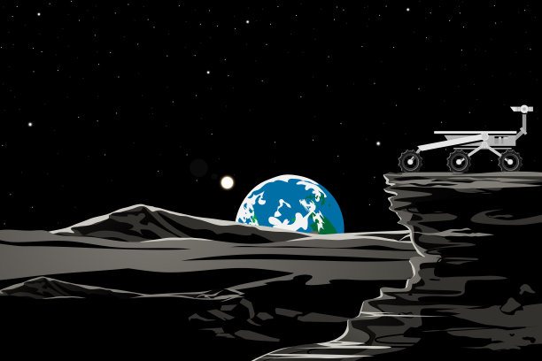 有月球和地球的太空海报图片下载