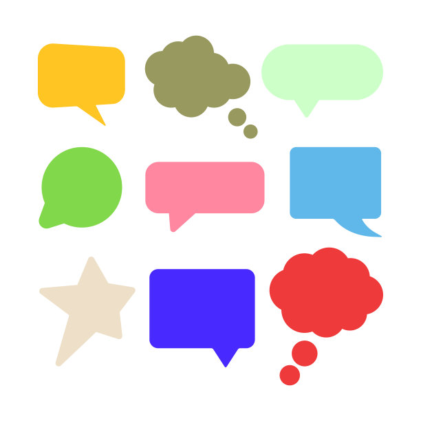 矢量集的彩色语音气泡隔离在白色的背景。图片下载