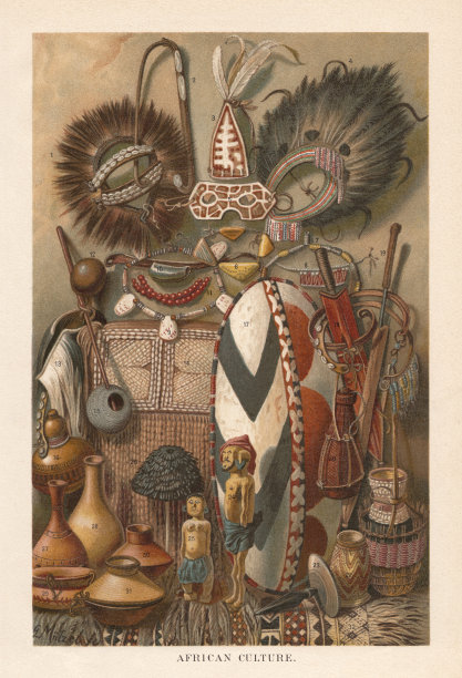 东非文化装置和产品，平版印刷，出版于1897年图片下载