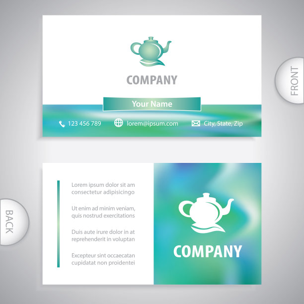 名片模板。茶叶茶壶。茶馆和餐厅的概念。图片下载