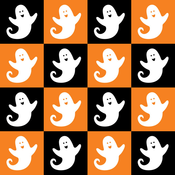 可爱的白色幽灵格子图案图片下载