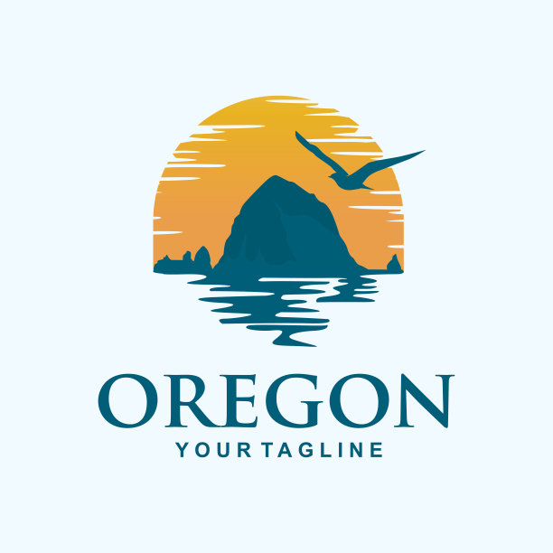 俄勒冈海滩矢量标志设计模板的想法图片下载