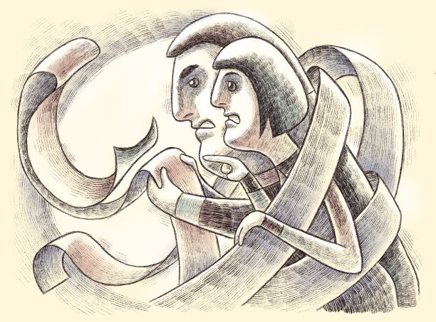 一对夫妇看着一卷纸图片下载