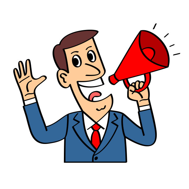 兴高采烈的商人对着扩音器尖叫图片下载