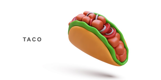3d逼真的塔可。矢量插图。图片下载