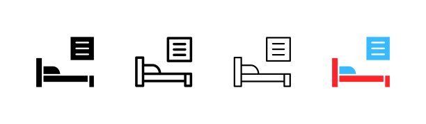 汽车旅馆。不同的风格，颜色，汽车旅馆的标志。矢量图标图片下载