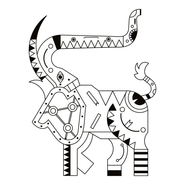 矢量alebrije大象卡通部落插图孤立图片下载