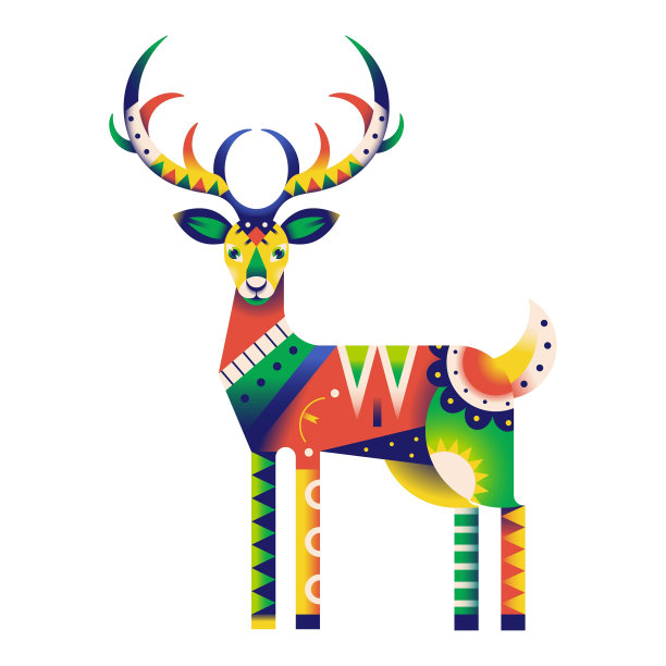 矢量alebrije鹿卡通部落插图孤立图片下载