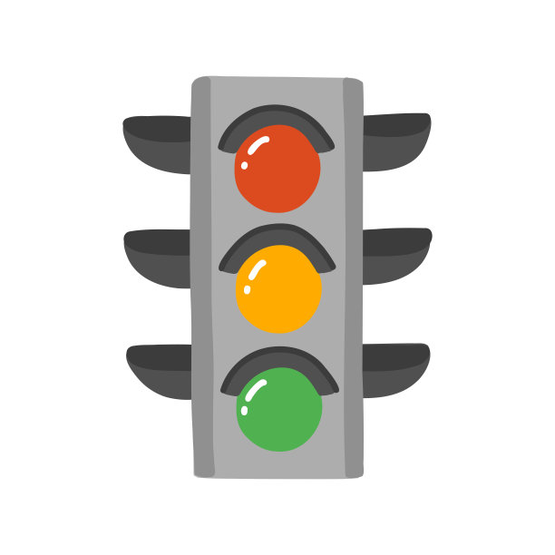 红绿灯卡通风格图标。彩色符号矢量插图图片下载