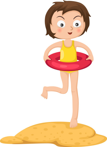 可爱的小女孩和充气戒指图片下载