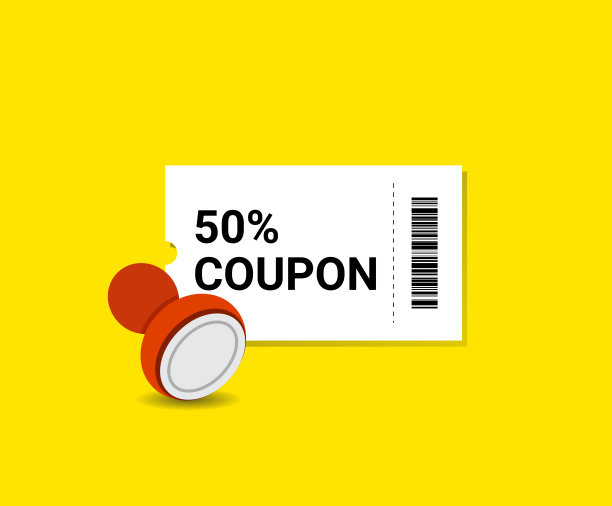 五折优惠券及邮票插图套装图片下载