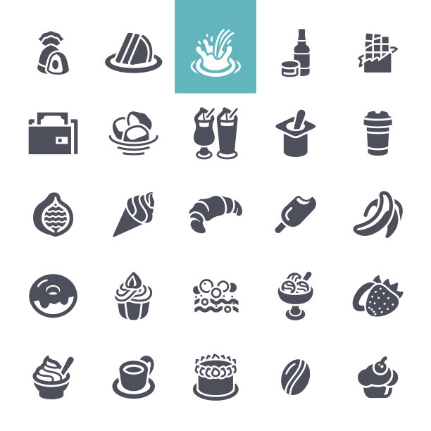 咖啡和面包店图标集图片下载