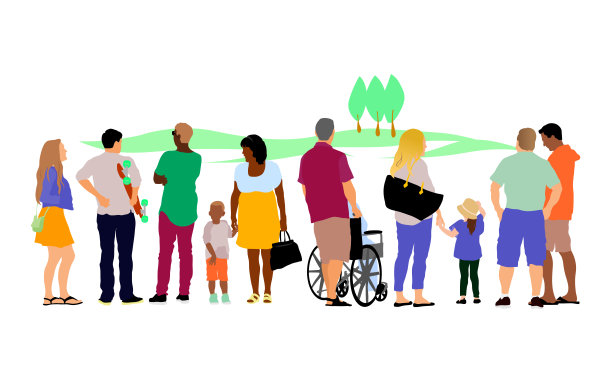 多样性人行道平面设计人群草图片下载