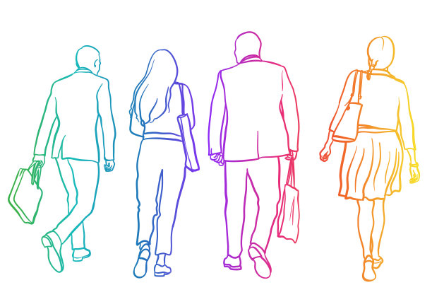 步行上班商业同事彩虹图片下载