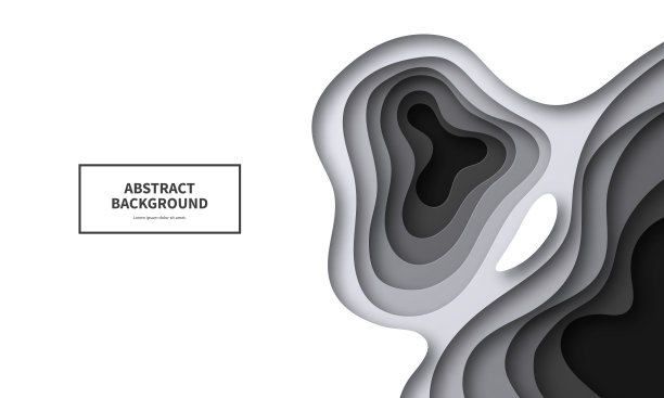 剪纸的背景。黑色和白色抽象波浪形状-时尚的3D设计图片下载