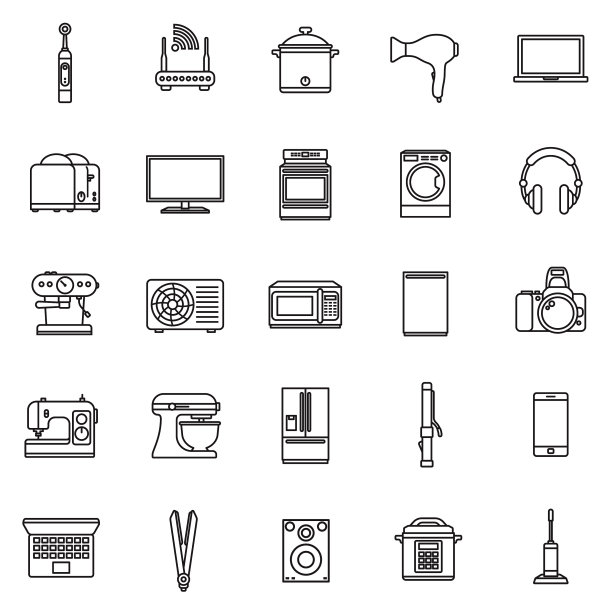 家用电器平面设计图标集图片下载