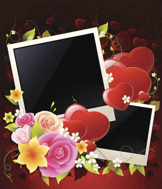 心形相框与邋遢的背景图片下载