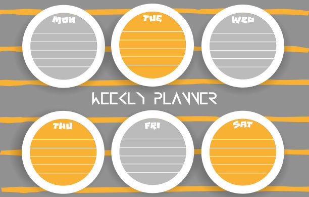 周报，日记，现代平面风格的规划理念。待办事项列表注释在彩色抽象几何背景。图片下载