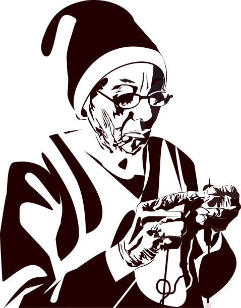 编织圣诞帽的老妇人图片下载