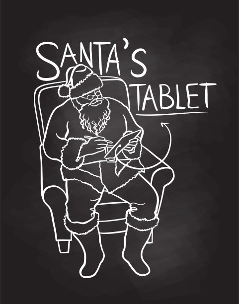 圣诞老人使用数字黑板图片下载