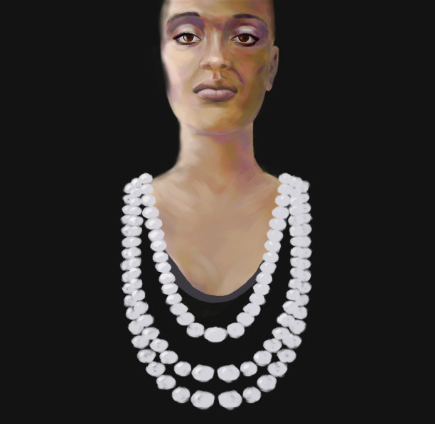 这是一幅印象派风格的深肤色女子的如画肖像图片下载