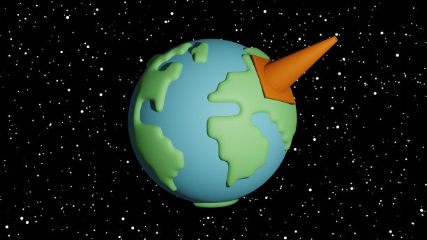 卡通地球与安全锥图片下载