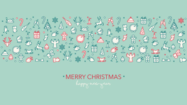 蓝绿色和红色的圣诞背景图片下载