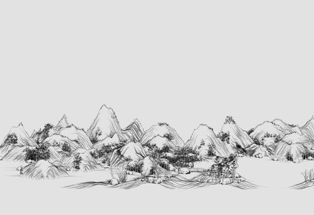 复古的中国传统山水山水画图片下载