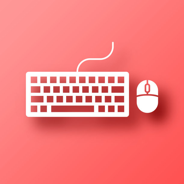 键盘和鼠标。图标在红色背景与阴影图片下载