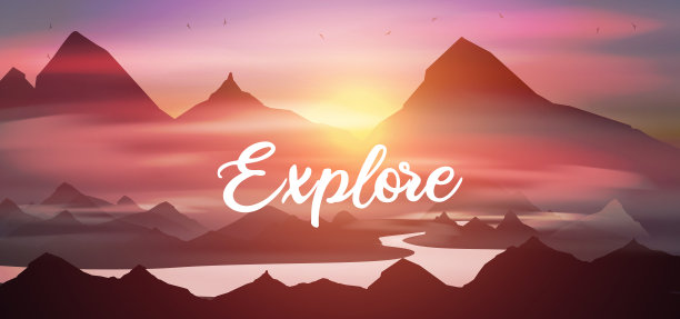 日出在山景观与雾图片下载