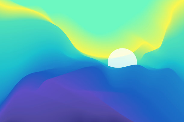 有山和太阳的景观。日出。多山的地形。抽象的背景。图片下载