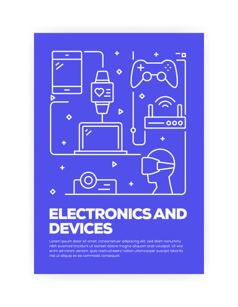 采购产品电子和设备概念线风格封面设计的年度报告，传单，小册子。图片下载