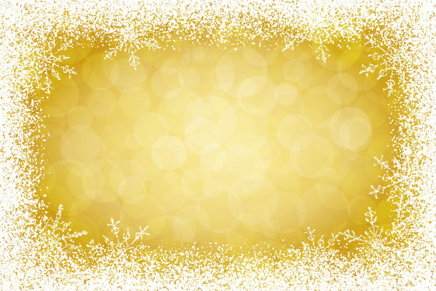 矢量圣诞假期雪框上的黄金散景背景图片下载