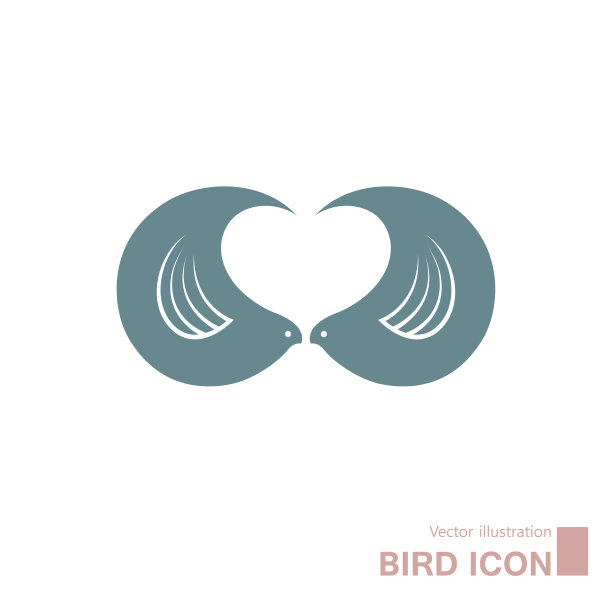 矢量绘制抽象图标，对称图形的鸟。图片下载