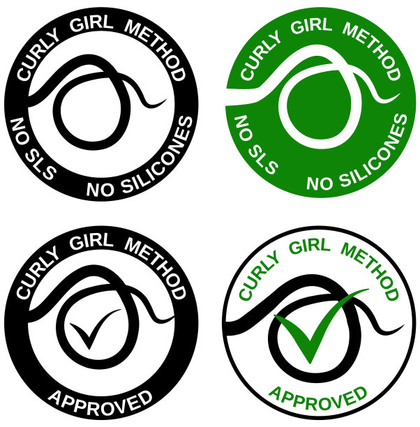卷发女孩方法认可的产品标志集图片下载
