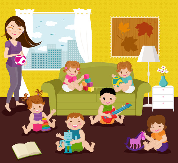 孩子们在室内玩玩具图片下载