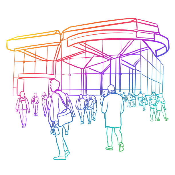 玻璃建筑彩虹图片下载